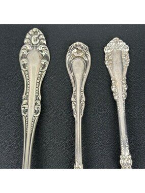 Vintage WM Rogers Silverplate Spoons Mixed Patterns Set of 3
